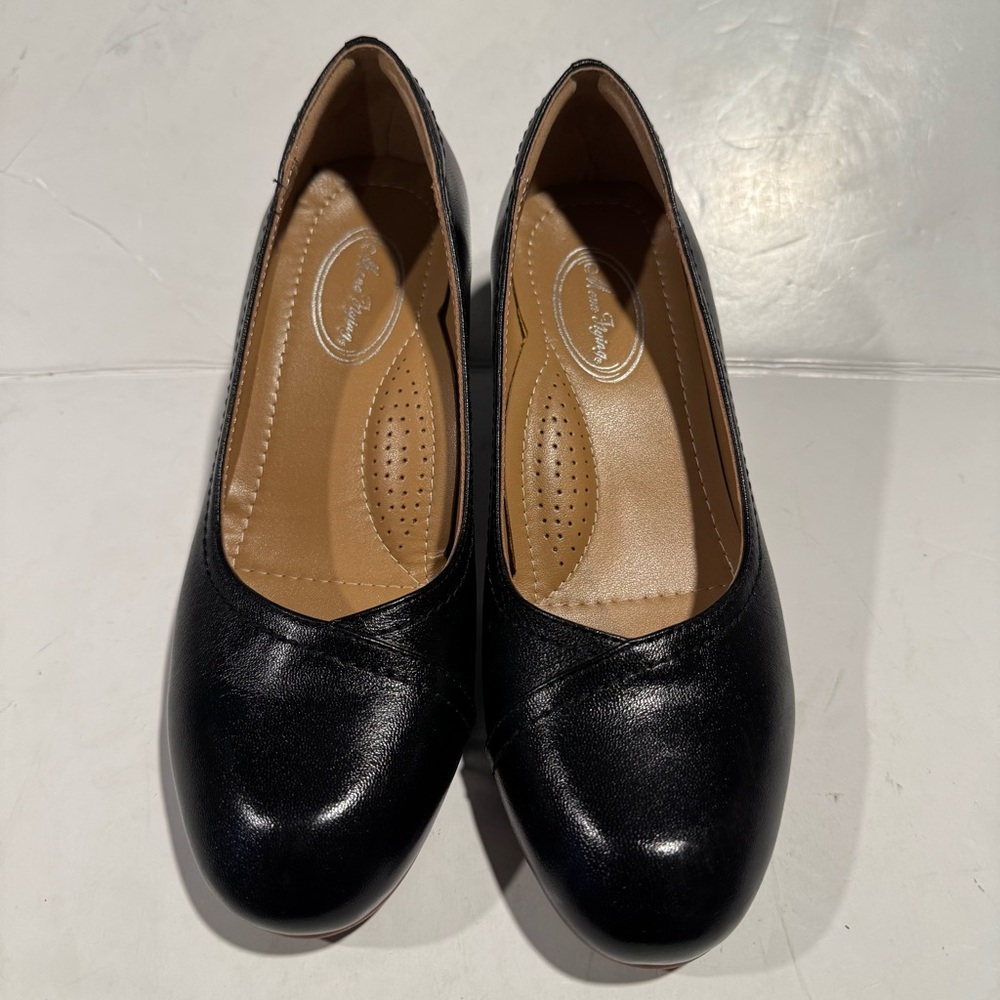 Mona flying Leather Wedges Arch Support Round Toe Classic Dress Pumps Size 7.5